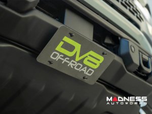 Ford Bronco Front License Plate Relocation Bracket - Factory Capable Steel Bumper - DV8 - Angled Ford Bronco Front License Plate Relocation Bracket - Factory Capable Steel Bumper - DV8 - Angled